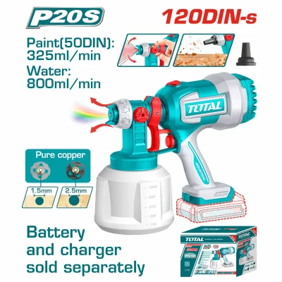 Pistola Para Pintar 20V Inalámbrica 800 Ml/Min. Contenedor De 1000Ml. No Incluye Batería Ni Cargador. Pulverizadora. Spray. TSGLI2004
