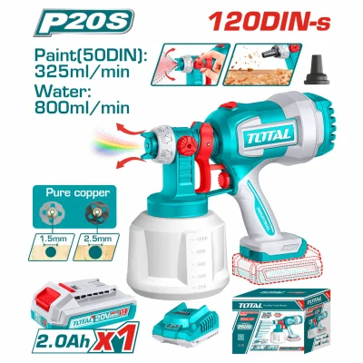 Pistola Para Pintar 20V Inalámbrica 800 Ml/Min. Contenedor De 1000Ml. Incluye Batería Y Cargador. Pulverizadora. Spray. UTSGLI20042