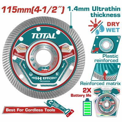 Discos De Diamante Ultradelgados 4 -1/2" (115Mm) Corte Húmedo Y SECO. TAC2151151