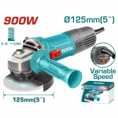 Esmeril Angular De 5" Total 110V-120V~50/60Hz 900W. 5/8"-11 UNC, 5000-12000 Rpm Control Variable. UTG109125565