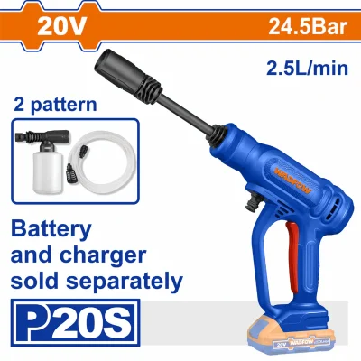 Hidrolavadora Inalámbrica 20V 2.5L Portátil. Presión 24.5 Bar. Batería Y Cargador Por Separado. WQX0120