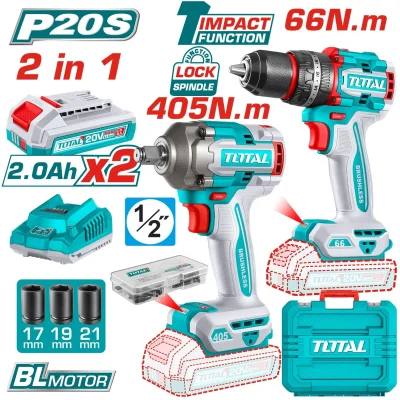 Combo Total 20V Taladro Impacto Y Llave De Impacto 20V Inalámbricas Poderosas Y Potentes Con Batería Y Cargador. COMBOS POCAS UNIDADES. UTCKLI20286